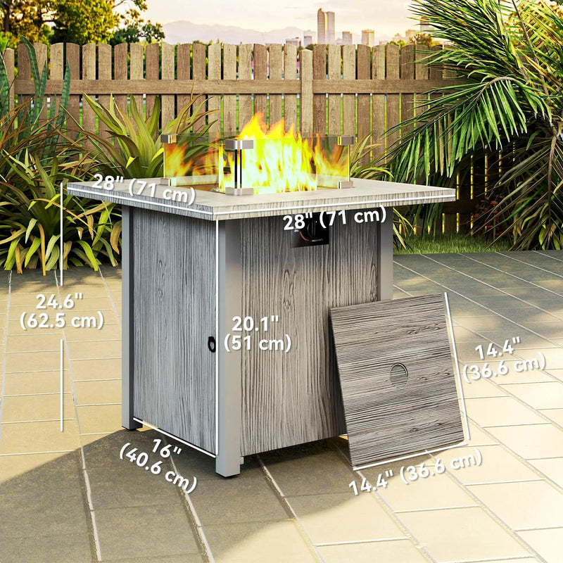 Pending - Aosom Outsunny 28" 50,000 Btu Gas Fire Pit Table with Cover and Glass Screen, Grey