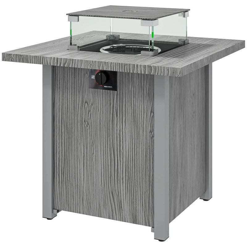 Pending - Aosom Outsunny 28" 50,000 Btu Gas Fire Pit Table with Cover and Glass Screen, Grey