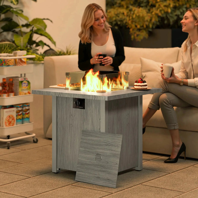 Pending - Aosom Outsunny 28" 50,000 Btu Gas Fire Pit Table with Cover and Glass Screen, Grey
