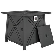 Pending - Aosom Outsunny 28" Propane Fire Pit Table 40,000 Btu Square Outdoor Gas Fire Table with Waterproof Cover, Adjustable Foot Pads