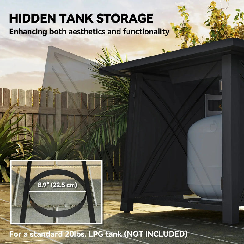 Pending - Aosom Outsunny 28" Propane Fire Pit Table 40,000 Btu Square Outdoor Gas Fire Table with Waterproof Cover, Adjustable Foot Pads