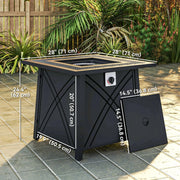 Pending - Aosom Outsunny 28" Propane Fire Pit Table 40,000 Btu Square Outdoor Gas Fire Table with Waterproof Cover, Adjustable Foot Pads