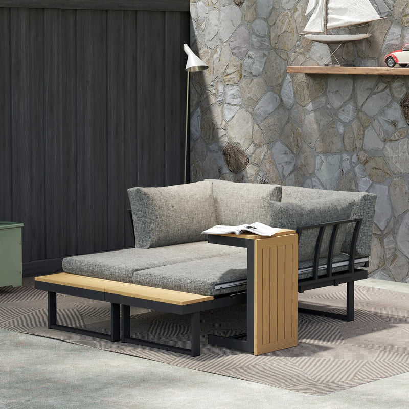 Pending - Aosom Outsunny 3 Pieces Aluminum Corner Patio Set with 2 Loveseats and Coffee Table - Available in 2 Colours