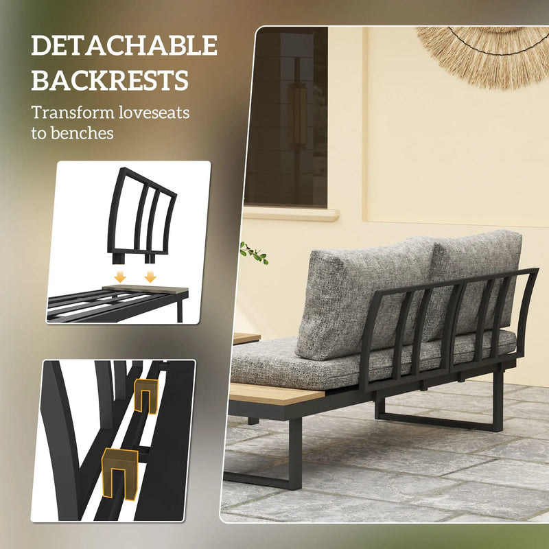 Pending - Aosom Outsunny 3 Pieces Aluminum Corner Patio Set with 2 Loveseats and Coffee Table - Available in 2 Colours