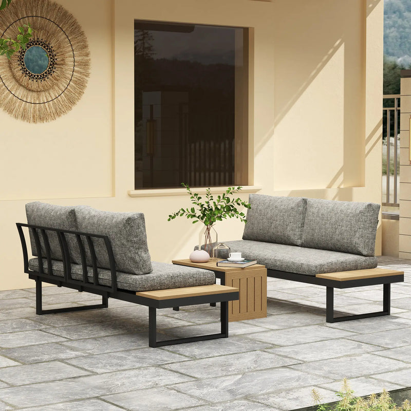 Pending - Aosom Outsunny 3 Pieces Aluminum Corner Patio Set with 2 Loveseats and Coffee Table - Available in 2 Colours