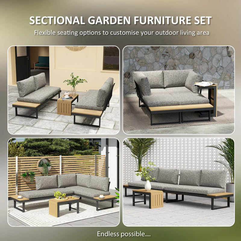 Pending - Aosom Outsunny 3 Pieces Aluminum Corner Patio Set with 2 Loveseats and Coffee Table - Available in 2 Colours