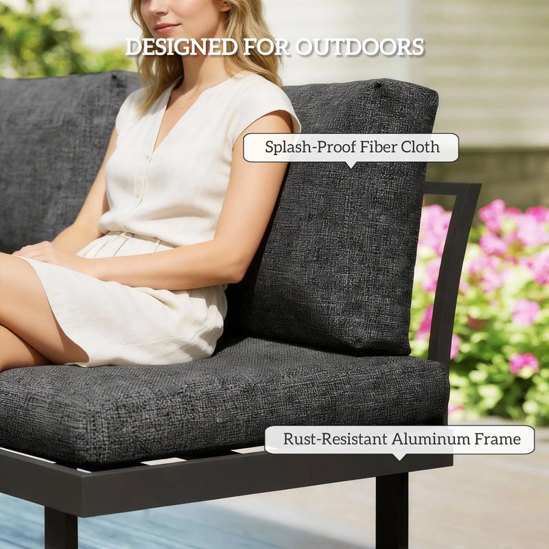 Pending - Aosom Outsunny 3 Pieces Aluminum Corner Patio Set with 2 Loveseats and Coffee Table - Available in 2 Colours