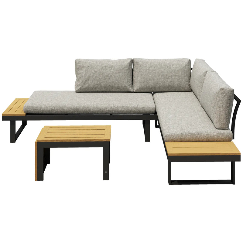 Pending - Aosom Outsunny 3 Pieces Aluminum Corner Patio Set with 2 Loveseats and Coffee Table - Available in 2 Colours