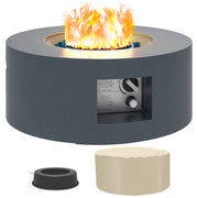 Pending - Aosom Outsunny 30" Round Propane Fire Pit Table 50 in 000 Btu Outdoor Gas Fire Table with Waterproof Cover in Decorative Glass Rocks in Tank Holder in Grey