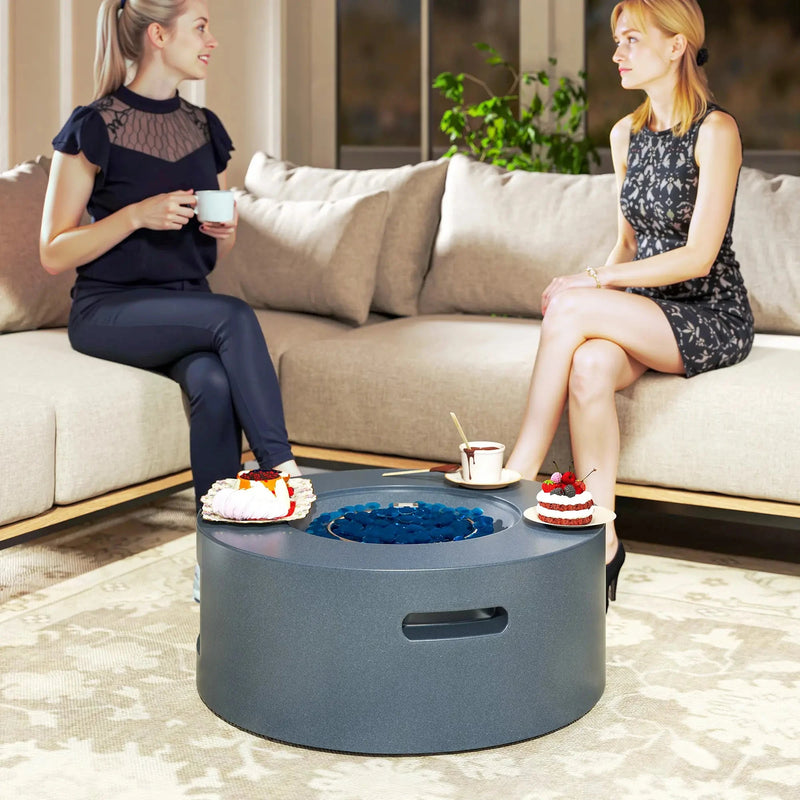 Pending - Aosom Outsunny 30" Round Propane Fire Pit Table 50 in 000 Btu Outdoor Gas Fire Table with Waterproof Cover in Decorative Glass Rocks in Tank Holder in Grey