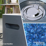 Pending - Aosom Outsunny 30" Round Propane Fire Pit Table 50 in 000 Btu Outdoor Gas Fire Table with Waterproof Cover in Decorative Glass Rocks in Tank Holder in Grey