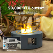Pending - Aosom Outsunny 30" Round Propane Fire Pit Table 50 in 000 Btu Outdoor Gas Fire Table with Waterproof Cover in Decorative Glass Rocks in Tank Holder in Grey