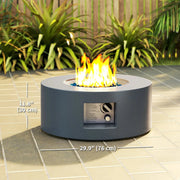 Pending - Aosom Outsunny 30" Round Propane Fire Pit Table 50 in 000 Btu Outdoor Gas Fire Table with Waterproof Cover in Decorative Glass Rocks in Tank Holder in Grey
