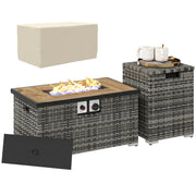 Pending - Aosom Outsunny 32" Propane Fire Pit Table 40,000 Btu Rattan Outdoor Gas Fire Table with Hideaway Propane Tank Holder, Waterproof Cover