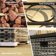 Pending - Aosom Outsunny 32" Propane Fire Pit Table 40,000 Btu Rattan Outdoor Gas Fire Table with Hideaway Propane Tank Holder, Waterproof Cover