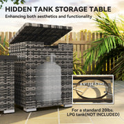 Pending - Aosom Outsunny 32" Propane Fire Pit Table 40,000 Btu Rattan Outdoor Gas Fire Table with Hideaway Propane Tank Holder, Waterproof Cover