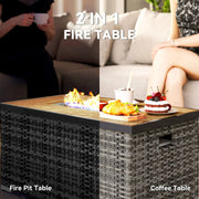 Pending - Aosom Outsunny 32" Propane Fire Pit Table 40,000 Btu Rattan Outdoor Gas Fire Table with Hideaway Propane Tank Holder, Waterproof Cover