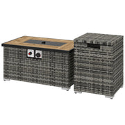 Pending - Aosom Outsunny 32" Propane Fire Pit Table 40,000 Btu Rattan Outdoor Gas Fire Table with Hideaway Propane Tank Holder, Waterproof Cover