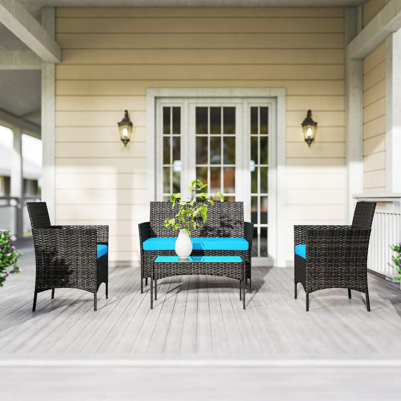 Pending - Aosom Outsunny 4 Pieces Wicker Rattan Outdoor Patio Furniture Set - Available in 4 Colours