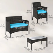 Pending - Aosom Outsunny 4 Pieces Wicker Rattan Outdoor Patio Furniture Set - Available in 4 Colours