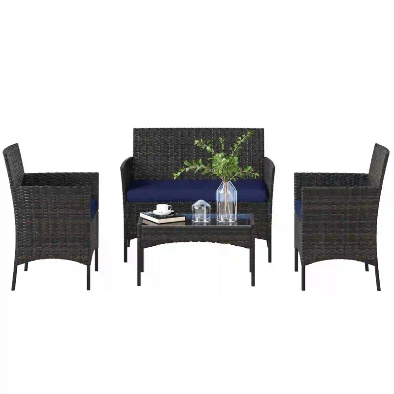 Pending - Aosom Outsunny 4 Pieces Wicker Rattan Outdoor Patio Furniture Set - Available in 4 Colours