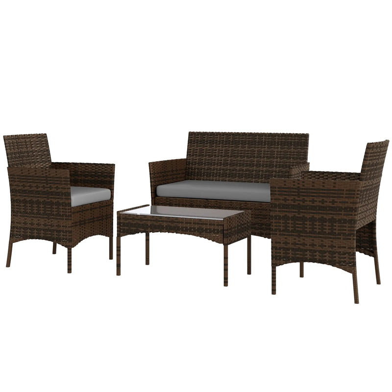 Pending - Aosom Outsunny 4 Pieces Wicker Rattan Outdoor Patio Furniture Set - Available in 4 Colours