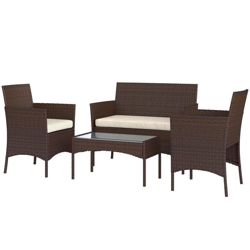 Pending - Aosom Outsunny 4 Pieces Wicker Rattan Outdoor Patio Furniture Set - Available in 4 Colours