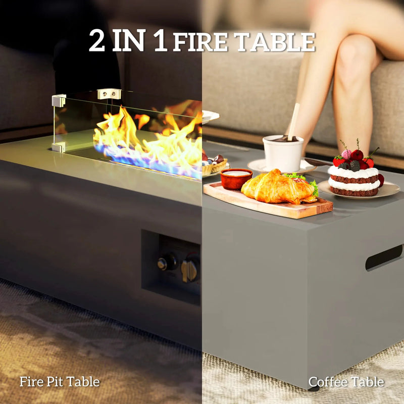 Pending - Aosom Outsunny 42" Propane Fire Pit Table 50,000 Btu Outdoor Gas Fire Table with Hideaway Propane Tank Holder, Waterproof Cover