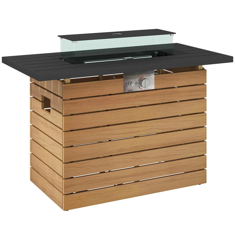 Pending - Aosom Outsunny 43" Propane Fire Pit Table 50,000 Btu Outdoor Gas Fire Table with Glass Wind Guard, Waterproof Cover