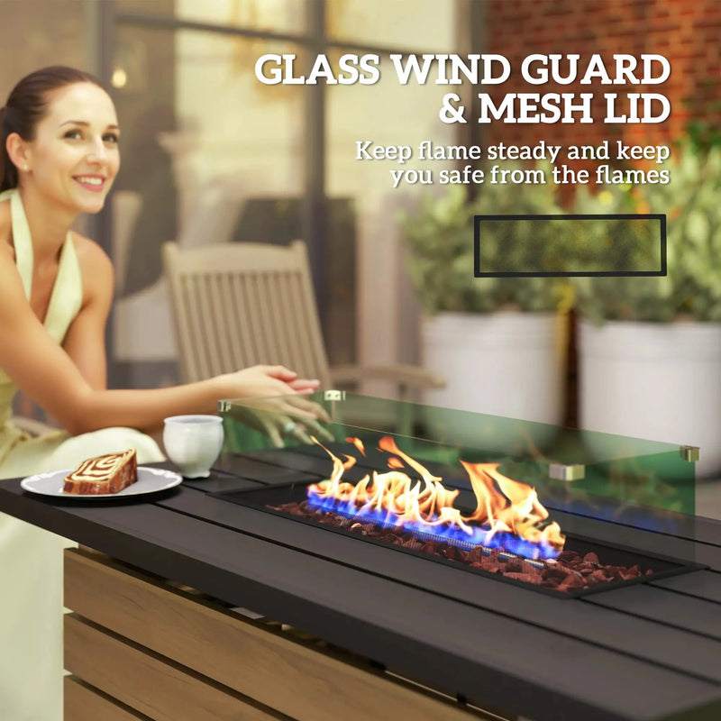 Pending - Aosom Outsunny 43" Propane Fire Pit Table 50,000 Btu Outdoor Gas Fire Table with Glass Wind Guard, Waterproof Cover