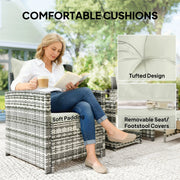 Pending - Aosom Outsunny 5-Piece Wicker Patio Furniture Set w/ Chairs, Ottomans, 2-Tier Glass Coffee Table and Cushions - Available in 6 Colours