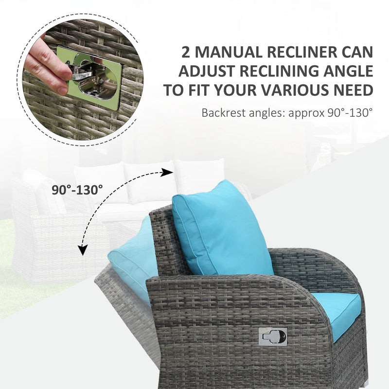 Pending - Aosom Outsunny 6 Pieces Patio Furniture Set, Outdoor Rattan Sectional Furniture with Recliner, For Lawn Garden Backyard - Available in 5 Colours