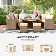 Pending - Aosom Outsunny 6 Pieces Wicker PE Rattan Patio Furniture Set with Cushions in Khaki
