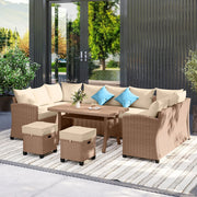 Pending - Aosom Outsunny 6 Pieces Wicker PE Rattan Patio Furniture Set with Cushions in Khaki