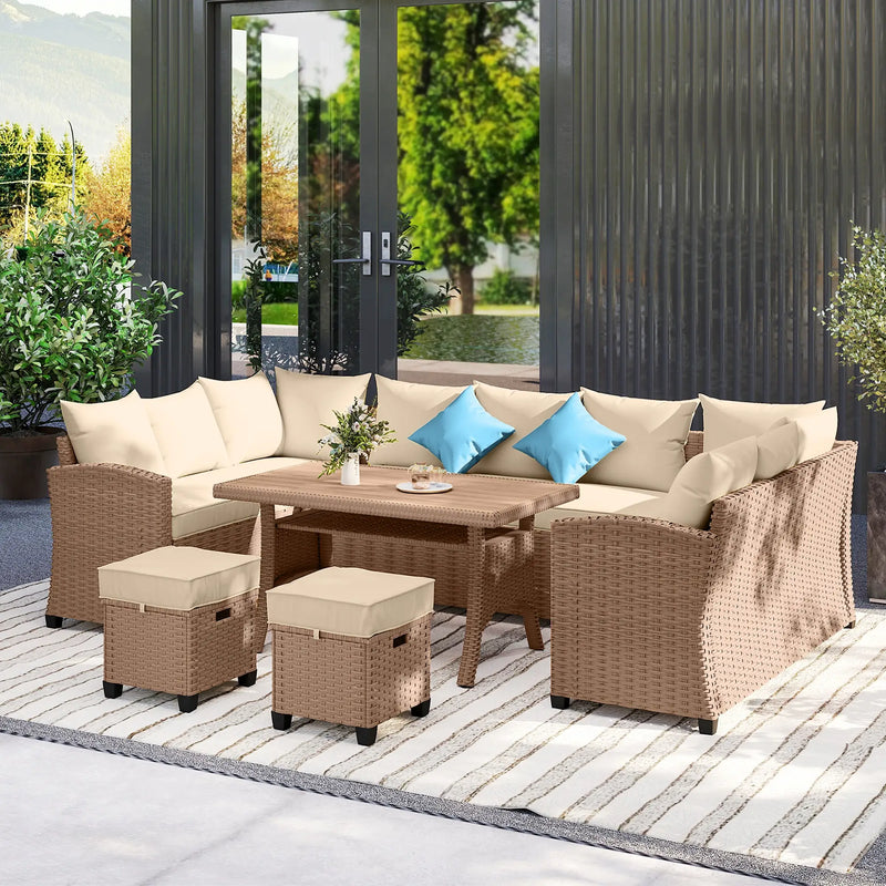Pending - Aosom Outsunny 6 Pieces Wicker PE Rattan Patio Furniture Set with Cushions in Khaki