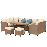 Pending - Aosom Outsunny 6 Pieces Wicker PE Rattan Patio Furniture Set with Cushions in Khaki