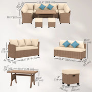 Pending - Aosom Outsunny 6 Pieces Wicker PE Rattan Patio Furniture Set with Cushions in Khaki