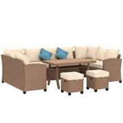Pending - Aosom Outsunny 6 Pieces Wicker PE Rattan Patio Furniture Set with Cushions in Khaki