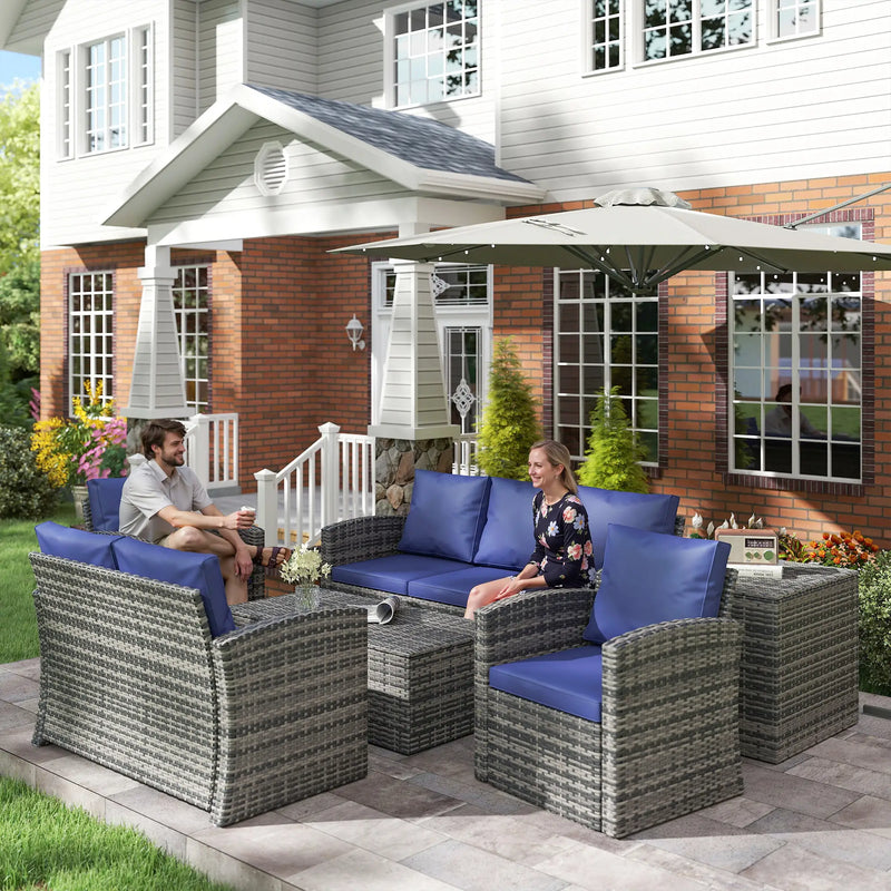Pending - Aosom Outsunny 6 Pieces Wicker Rattan Patio Furniture Set - Available in 4 Colours