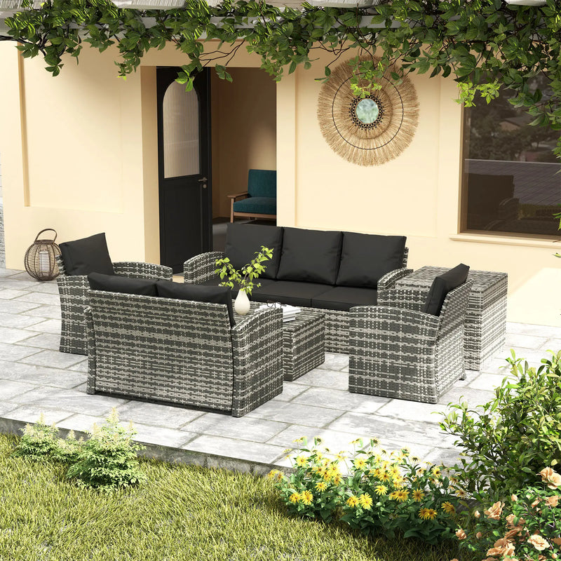 Pending - Aosom Outsunny 6 Pieces Wicker Rattan Patio Furniture Set - Available in 4 Colours