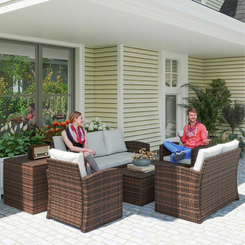Pending - Aosom Outsunny 6 Pieces Wicker Rattan Patio Furniture Set - Available in 4 Colours