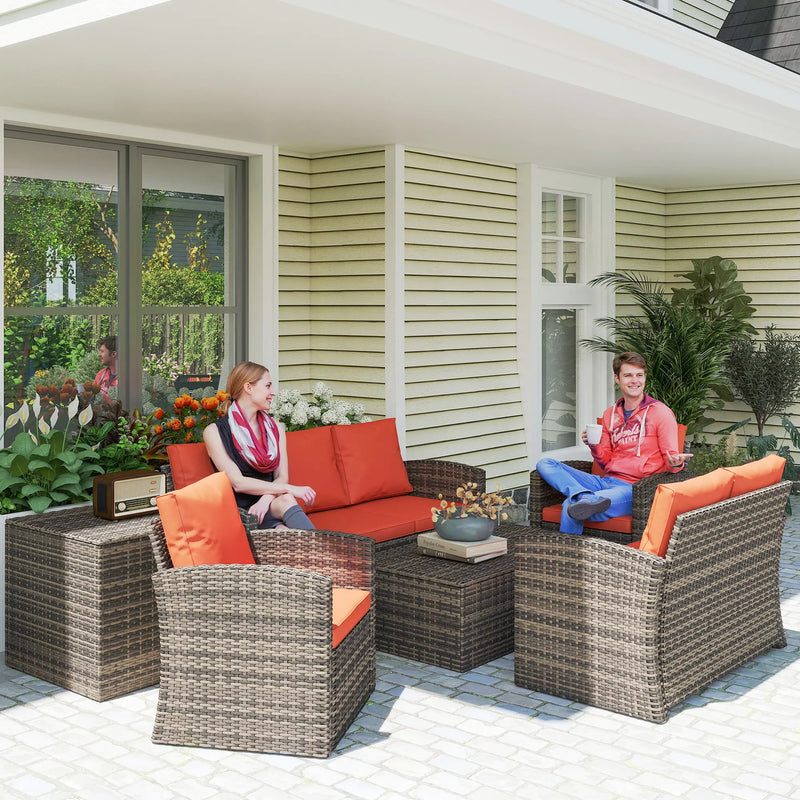 Pending - Aosom Outsunny 6 Pieces Wicker Rattan Patio Furniture Set - Available in 4 Colours