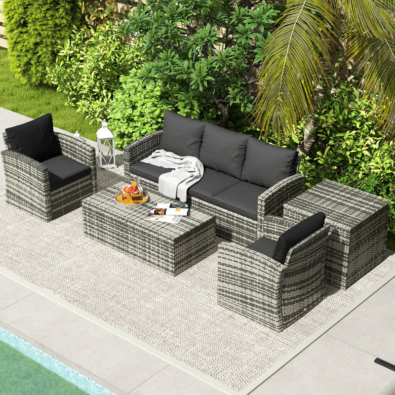 Pending - Aosom Outsunny 6 Pieces Wicker Rattan Patio Furniture Set - Available in 4 Colours