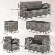 Pending - Aosom Outsunny 6 Pieces Wicker Rattan Patio Furniture Set - Available in 4 Colours