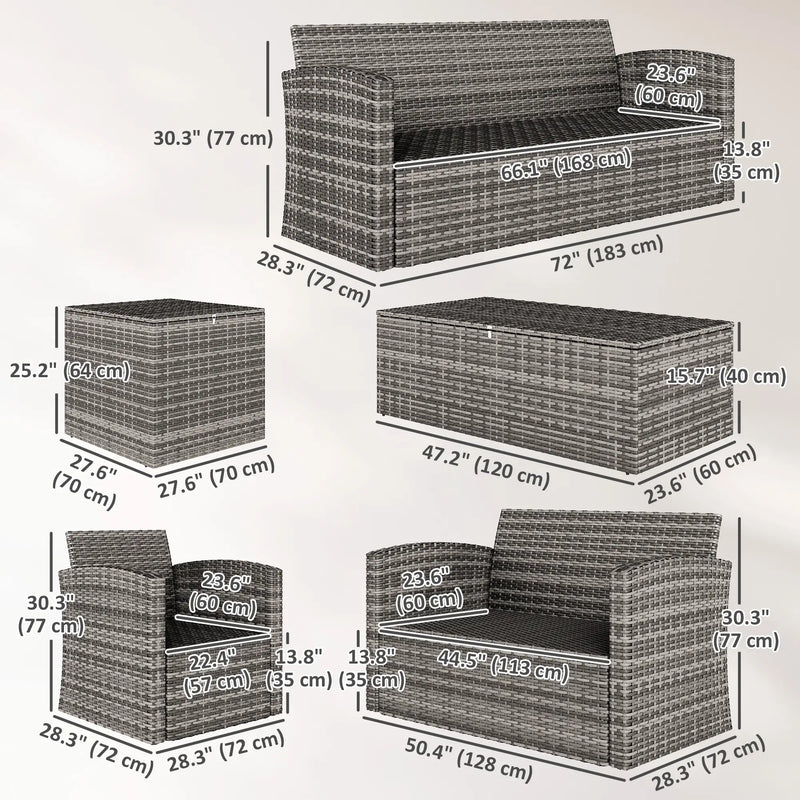 Pending - Aosom Outsunny 6 Pieces Wicker Rattan Patio Furniture Set - Available in 4 Colours