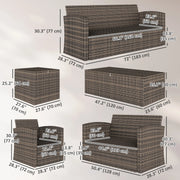 Pending - Aosom Outsunny 6 Pieces Wicker Rattan Patio Furniture Set - Available in 4 Colours