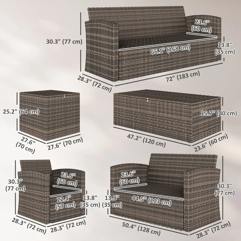 Pending - Aosom Outsunny 6 Pieces Wicker Rattan Patio Furniture Set - Available in 4 Colours