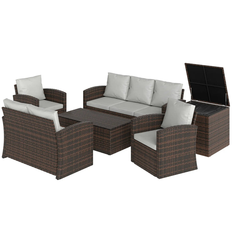 Pending - Aosom Outsunny 6 Pieces Wicker Rattan Patio Furniture Set - Available in 4 Colours
