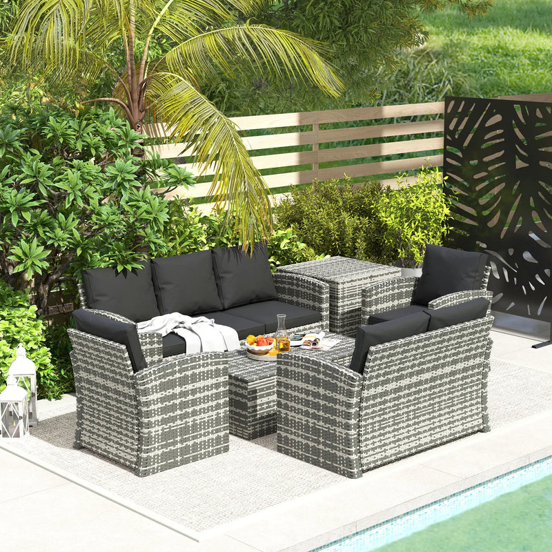 Pending - Aosom Outsunny 6 Pieces Wicker Rattan Patio Furniture Set - Available in 4 Colours