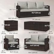 Pending - Aosom Outsunny 6 Pieces Wicker Rattan Patio Furniture Set - Available in 4 Colours